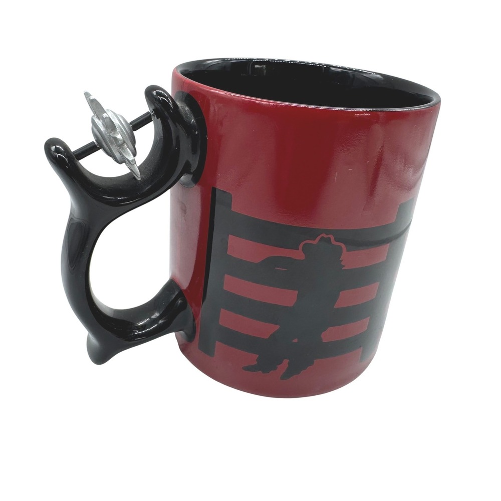 Vtg Department 56 Spinners Cowboy Mug Red Black Western Spur Handle Ceramic